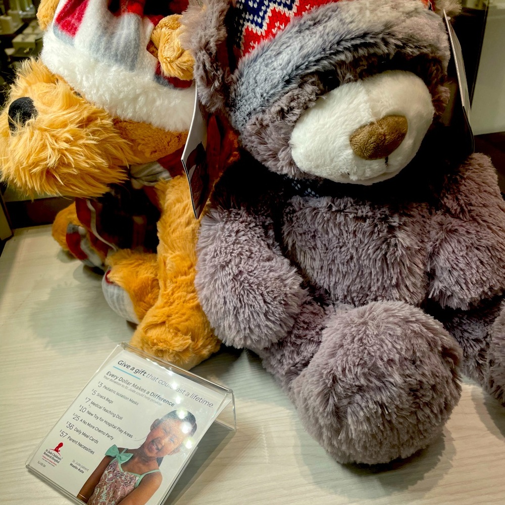 Saint Jude Holiday Collection bear/dog. Proceeds go to Saint Jude!